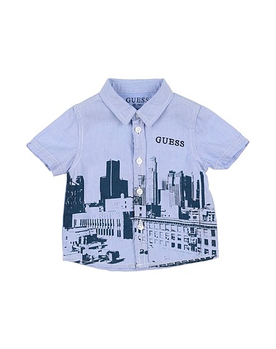GUESS Patterned shirt Blue 100% Cotton