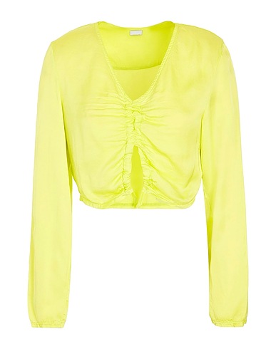 8 by YOOX Top LONG SLEEVE TOP W/ FRONT CUT OUT
 Lime green 100% Viscose