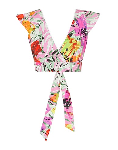 8 by YOOX Crop top PRINTED COTTON CROP TOP W/ CROSS FRONT
 Pink 100% Cotton