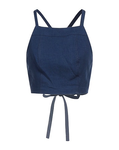 THREE GRACES LONDON Top Blu navy 100% Lino