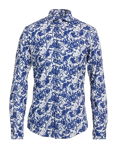 BRIAN DALES Camicia fantasia Blu 70% Lino, 30% Cotone