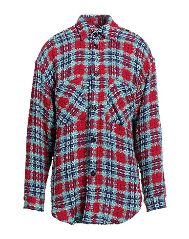 FAITH CONNEXION Checked shirt Red 43% Cotton, 27% Acrylic, 24% Synthetic fibers, 5% Wool, 1% Linen
