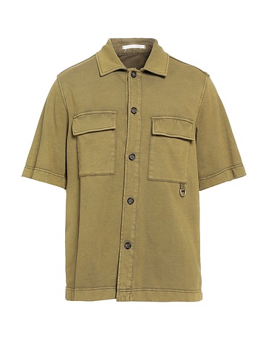 PAOLO PECORA Solid color shirt Military green 100% Cotton