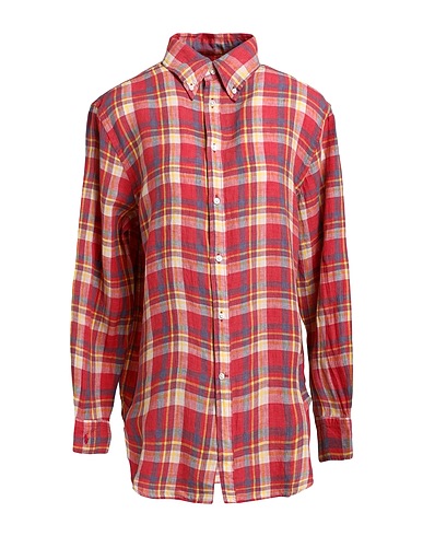 POLO RALPH LAUREN Checked shirt RELAXED FIT PLAID LINEN SHIRT
 Coral 100% Linen
