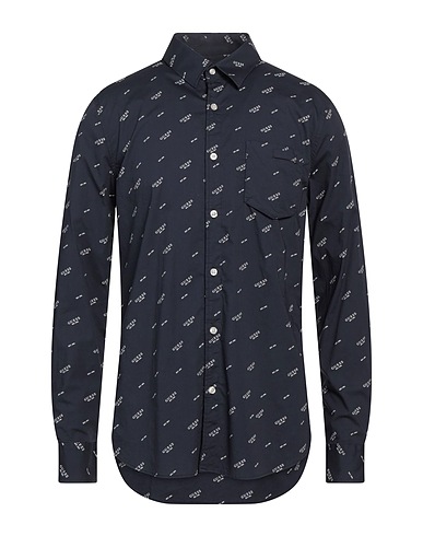 GUESS Patterned shirt Midnight blue 97% Cotton, 3% Elastane