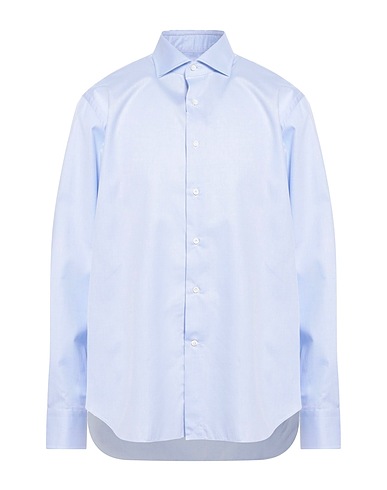 ALESSANDRO GHERARDI Solid colour shirt Light blue 100% Cotton