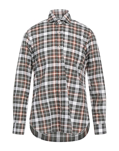 DANDYLIFE by BARBA Checked shirt Military green 100% Cotton