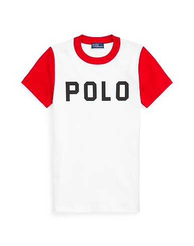 POLO RALPH LAUREN T-shirt COLOR-BLOCKED LOGO RIBBED COTTON TEE
 Red 100% Cotton