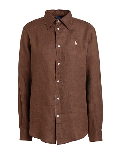 POLO RALPH LAUREN Linen shirt Brown 100% Linen