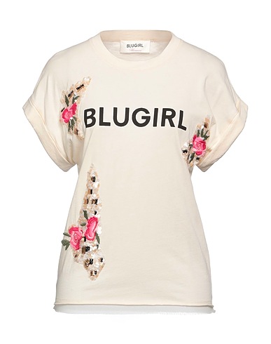 BLUGIRL T-shirt Cream 100% Cotton, Polyester