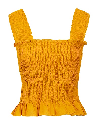 8 by YOOX Top SMOCK COTTON TOP
 Mustard 100% Cotton