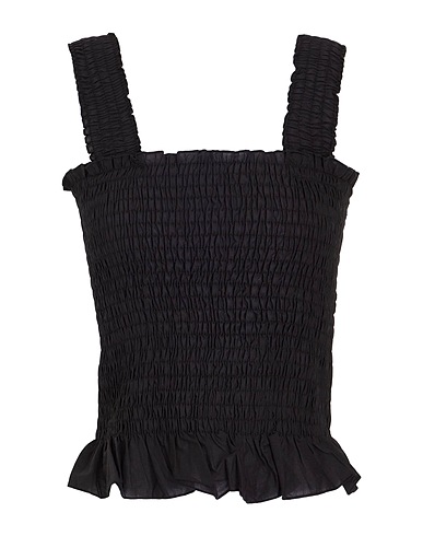 8 by YOOX 탑 SMOCK COTTON TOP
 블랙 100% 코튼