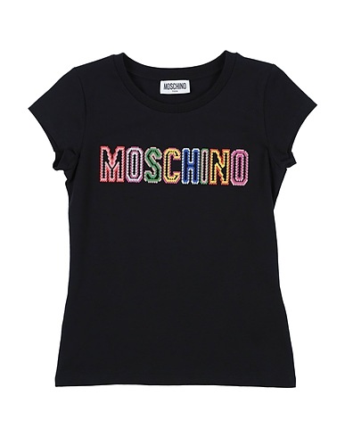 MOSCHINO TEEN T-shirt Black 95% Cotton, 5% Elastane, Polyester