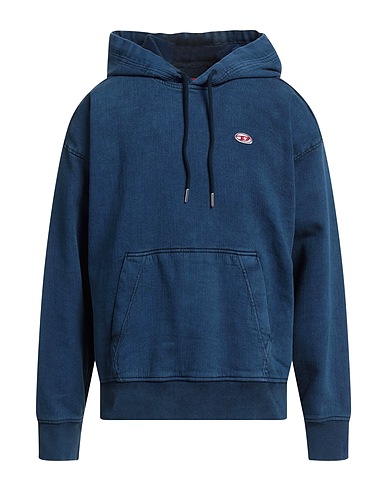 DIESEL Hooded track jacket  Blue 98% Cotton, 2% Elastane