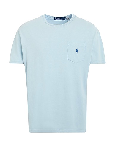 POLO RALPH LAUREN Basic T-shirt CLASSIC FIT COTTON-LINEN POCKET T-SHIRT
 Light blue 80% Cotton, 20% Linen