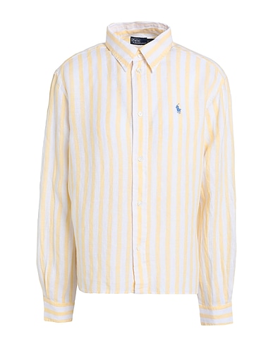POLO RALPH LAUREN Camicia a righe Giallo pastello 100% Lino