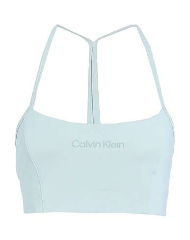 CALVIN KLEIN Crop top Light green 82% Polyester, 18% Elastane