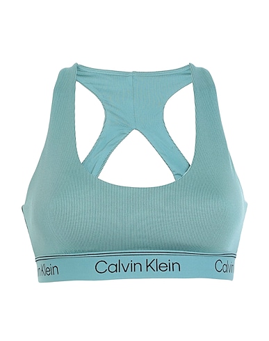 CALVIN KLEIN Crop top Sage green 89% Polyester, 11% Elastane
