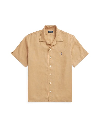 POLO RALPH LAUREN リネンシャツ CLASSIC FIT LINEN CAMP SHIRT
 キャメル リネン 100%