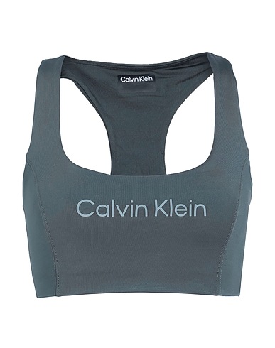 CALVIN KLEIN Crop top Verde scuro 82% Poliestere, 18% Elastan