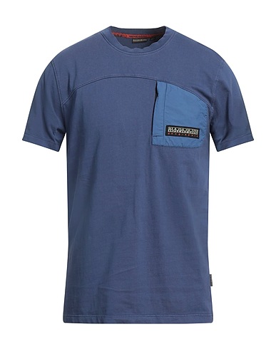 NAPAPIJRI T-shirt Slate blue 100% Cotton, Elastane, Polyurethane