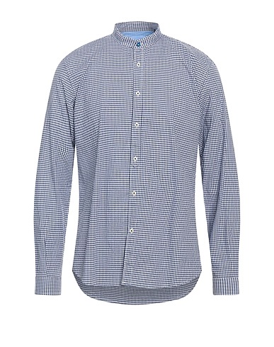 BERNA Checked shirt Navy blue 100% Cotton