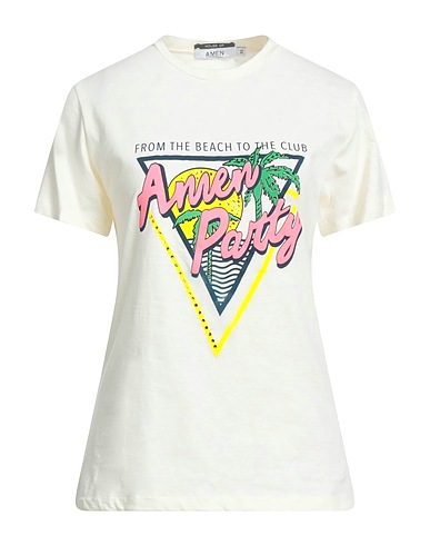AMEN T-shirt Cream 86% Cotton, 14% Linen