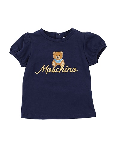 MOSCHINO BABY T-shirt Midnight blue 95% Cotton, 5% Elastane, Metallic fiber, Paper Yarn