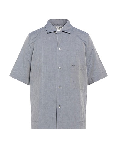 MAISON MARGIELA Solid color shirt Blue 59% Cotton, 41% Linen