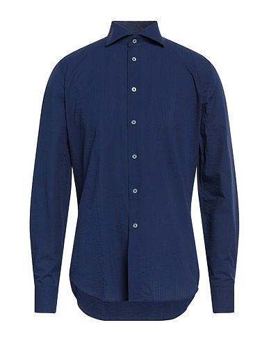 ROSSI Camicia tinta unita Blu navy 100% Cotone