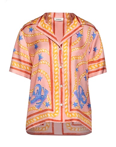SANDRO Patterned shirts & blouses Salmon pink 100% Silk