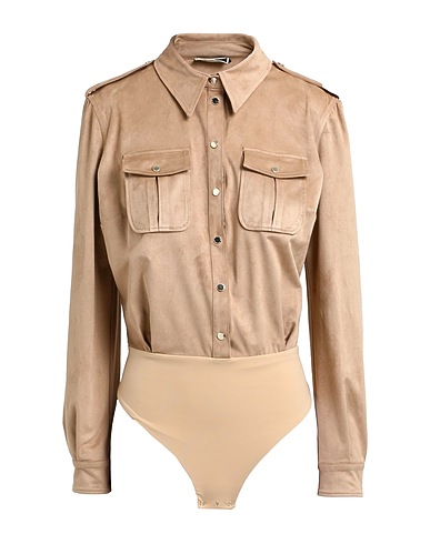 ELISABETTA FRANCHI Shirts Beige 90% Polyester, 10% Elastane, Polyamide