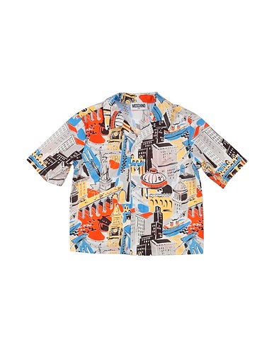 MOSCHINO TEEN Patterned shirt Light grey 97% Cotton, 3% Elastane
