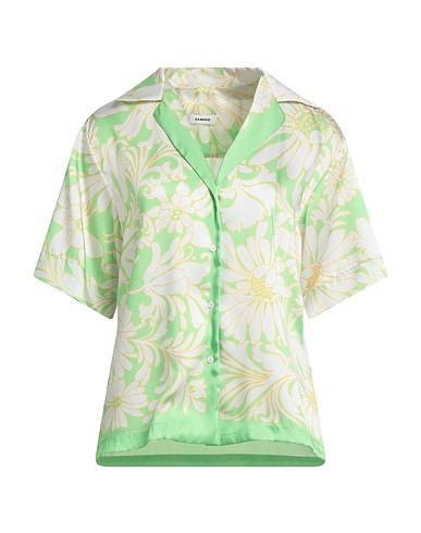 SANDRO Floral shirts & blouses Green 100% Polyester, Mother-of-pearl