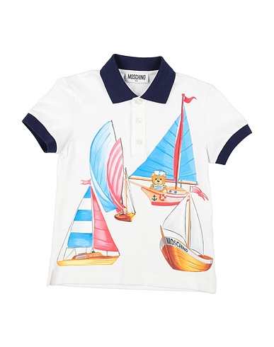 MOSCHINO KID Polo shirt White 95% Cotton, 5% Elastane