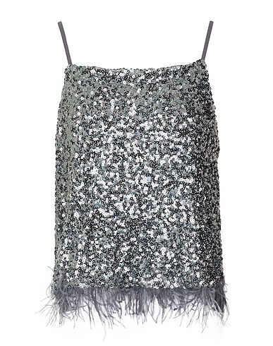 8 by YOOX Evening top SEQUIN HALTER TOP
 Silver 97% Polyester, 3% Elastane