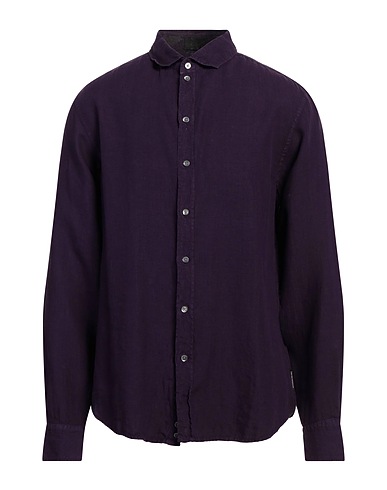 EMPORIO ARMANI Einfarbiges Hemd Pflaume 100% Leinen