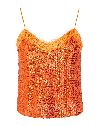 8 by YOOX Cami SEQUIN LACE-TRIM CAMISOLE
 Orange 92% Polyester, 8% Elastane