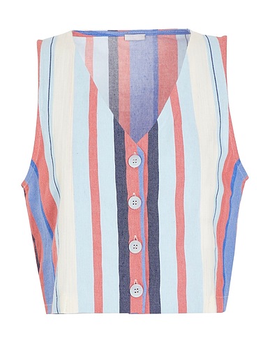 8 by YOOX Waistcoat COTTON STRIPED VEST
 Sky blue 73% Cotton, 27% Polyester