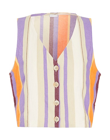 8 by YOOX Vest COTTON STRIPED VEST
 Mauve 73% Cotton, 27% Polyester
