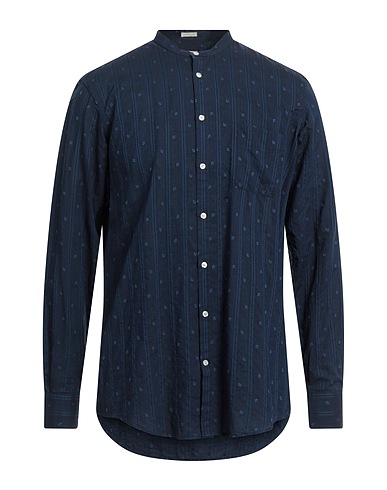 MASSIMO ALBA Shirts Midnight blue 96% Cotton, 4% Linen