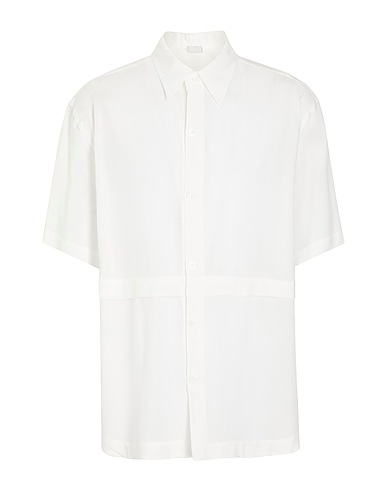 8 by YOOX Camicia tinta unita VISCOSE UTILITY SHORT SLEEVE SHIRT
 Bianco 100% Viscosa