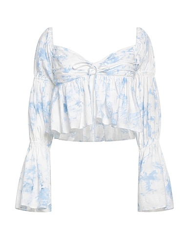 DONDUP Off-the-shoulder top Sky blue 100% Cotton