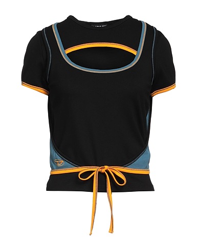DIESEL Crop top Black 80% Viscose, 17% Polyamide, 3% Elastane