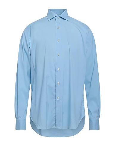ROSATTI Solid color shirt Light blue 77% Cotton, 18% Polyamide, 5% Elastane
