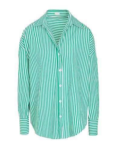 8 by YOOX Striped shirt STRIPED ORGANIC COTTON BOYFRIEND SHIRT
 Green 100% Organic cotton