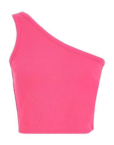 8 by YOOX Crop top ORGANIC COTTON JERSEY ONE-SHOULDER TANK TOP
 Fucsia 100% Cotone organico