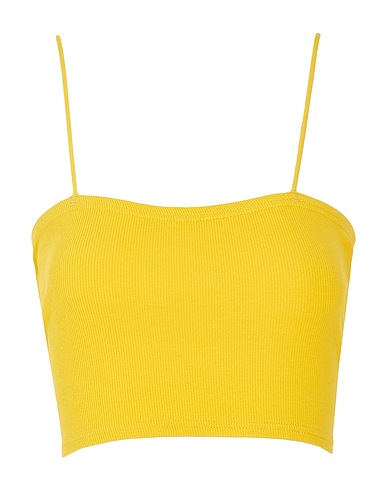 8 by YOOX Crop top ORGANIC COTTON JERSEY CROP TOP
 Yellow 100% Organic cotton