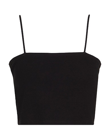 8 by YOOX Crop top ORGANIC COTTON JERSEY CROP TOP
 Black 100% Organic cotton