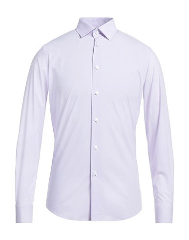 CAVALLI CLASS Solid color shirt Lilac 97% Cotton, 3% Elastane